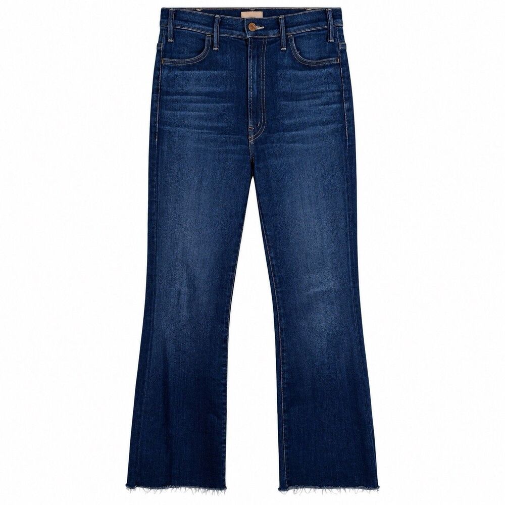 MOTHER The Hustler Ankle Fray Jeans 26 Home Movies High Rise Flare Raw Hem